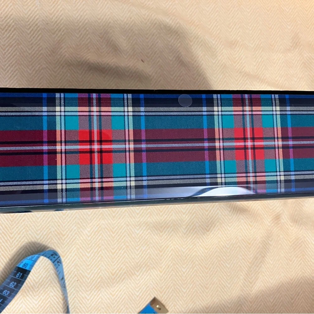 MacKenzie-Childs Tartan Carriage Clock in Red, Teal, Navy, and Black